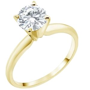 Certified 14k Yellow Gold 1ct Diamond Solitaire Ring Moissanite Engagement